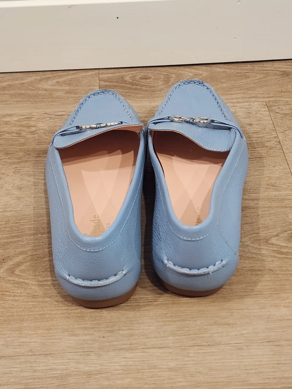 NEW Kate Spade Bernice Slip On Light Blue Leather Driving Moccasin Loafer Size 8